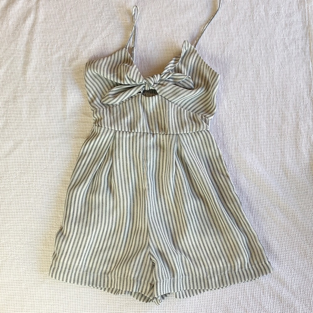 Romper, cutout striped summer romper